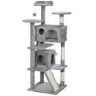 PawHut - Arbre à chat 54 po avec poteaux à griffer, condos - gris clair-Le centre de jeux d'activités garde les chats divertis et actifs 