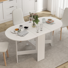 HOMCOM - Table à manger ovale pliante gain de place à abattant pour 4 à 6 personnes - blanc vieilli-La longueur ajustable permet de libérer de l'espace pour des activités comme les devoirs, les loisirs créatifs ou les jeux 