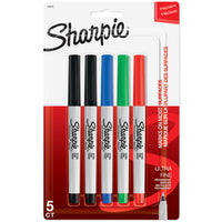 Sharpie - Marqueurs permanents − Pointe ultrafine − Couleurs variées − Paquet de 5-La pointe fine, précise et rétrécie, offre un contrôle extrême pour améliorer les détails