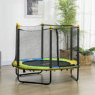 Qaba - Trampoline pour enfants avec filet de protection - 55" de diamètre - Noir-Porte zippée pour une entrée facile 