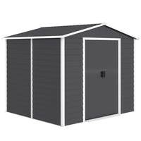 Outsunny - Abri de jardin 8'x7' avec serrure et cadre de sol, gris clair-Fonctionne comme un hangar à outils, un hangar à vélos, un hangar pour générateur ou un stockage pour tondeuse à gazon 