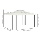 Outsunny - Pavillon d’extérieur 10 pi l x 13 pi L - toit double, auvent pour terrasse - blanc-Tissu en polyester avec revêtement PU offrant une protection solaire