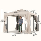 Outsunny - Abri de jardin gazebo pour patio extérieur 10 pi l x 10 pi L - crème blanc-4 cordes de traction et 12 piquets de sol pour plus de stabilité