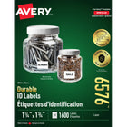 Avery 6576 Étiquettes d'identification durables blanches, laser, 1-3/4" x 1-1/4", 1,600/pqt-Parfaites pour les applications difficiles
