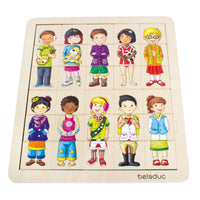 Beleduc - Puzzle pour enfants assortir et mélanger - Ensemble de 31-Les enfants ayant une bonne mémoire peuvent se tester dans une version mémo, dans laquelle il faut trouver la combinaison en trois parties d'un enfant