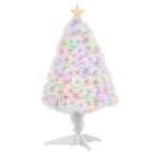 HOMCOM - Arbre de Noël Artificiel Pré-illuminé 2 - 5 Pieds pour Table - Blanc-Idéal pour décorer les maisons, les bureaux ou même les salles de classe 
