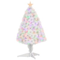 HOMCOM - Arbre de Noël Artificiel Pré-illuminé 2 - 5 Pieds pour Table - Blanc-Idéal pour décorer les maisons, les bureaux ou même les salles de classe 