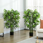 HOMCOM - Arbre de bambou artificiel 4,6 pi pour décoration intérieure - vert - lot de 2-Doté de 780 feuilles pour un aspect réaliste 