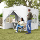 Outsunny - Tente auvent pliante 10 pi l x 10 pi L - Parois latérales - Sac de transport inclus - Blanc-Comprend un sac de transport pour un rangement et un transport faciles