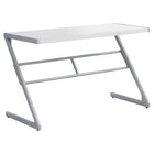 Monarch Specialties - 7372 Bureau 48 po L - Blanc/Metal Argent-Moderne bureau d'ordinateur avec une base en métal argenté au design unique en forme  de « Z »