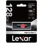 Lexar - JumpDrive double connecteur D300 USB 3.2 Gen 1 Type-C - 128Go - Noir-Transférez vos fichiers rapidement grâce aux performances USB 3.2 Gen 1 haut débit