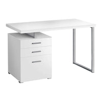Monarch Specialties - 7027 Bureau 48 po L - Blanc Orientation Gauche Ou Droite-Un bureau d'ordinateur moderne de 48 pouces de long dans un style moderne, avec une configuration réversible pour une installation à gauche ou à droite, parfait pour créer un espace de travail fonctionnel dans votre bureau à domicile.