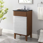 Modway - Render 18" Vanette de salle de bain - Noyer blanc Noir-Porte à fermeture douce