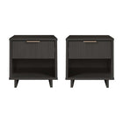 Manhattan Comfort - Table de nuit moderne Granville 18,11" à 1 tiroir - gris foncé - lot de 2-Moderne-contemporain avec une touche de glamour - Table de nuit pour chambre et salon, lot de 2