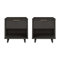 Manhattan Comfort - Table de nuit moderne Granville 18,11" à 1 tiroir - gris foncé - lot de 2-Moderne-contemporain avec une touche de glamour - Table de nuit pour chambre et salon, lot de 2