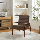 Modway - Jensen Cuir végane Chaise d’accent - Brun noyer-Rubberwood Legs