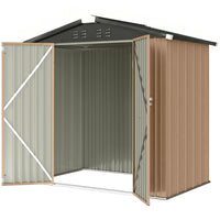 Outsunny - Abri de rangement extérieur 6,5 pi x 4 pi, brun-L'intérieur spacieux et le toit en pente accueillent facilement des outils longs et des équipements saisonniers 
