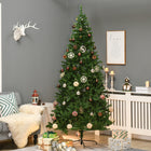 HOMCOM - Sapin de Noël artificiel pré-éclairé de 2 - 3 m lumière blanc chaud-De magnifiques motifs lumineux prédéfinis, un éclairage continu, un éclairage cyclique et des modes clignotants pour un scintillement créatif des vacances 