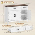 HOMCOM - Buffet de style ferme 44 po avec portes à chevrons et tiroirs - blanc-Les portes à motif chevron ajoutent une touche élégante et moderne