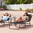 Outsunny - Chaise longue pliante - chaise de bronzage 5 positions - noir-Cet ensemble de patio offre des dossiers et des accoudoirs de soutien pour une assise confortable et stable