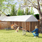 PawHut - enclos extérieur pour chien avec gamelles réglables et rotatives - 19,7 pi x 7,5 pi x 7,5 pi-La serrure anti-évasion garde votre chien en sécurité à l’intérieur 
