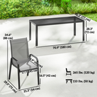 Outsunny - Ensemble de salle à manger de patio 9 pièces, table de patio et chaises empilables - gris clair-Trou central de 1,7 po (4,3 cm) adapté pour un parasol de patio pour l'ombre
