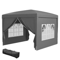 Outsunny - Tente de réception d'extérieur pliante 10 pi l x 10 pi L avec sac de transport, gris-Matériau Oxford à haute densité avec revêtement argenté, résistant à l'eau et aux UV