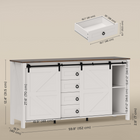 HOMCOM - Buffet de style ferme 60 po avec portes coulissantes de grange et tiroirs - blanc crème-Quatre tiroirs gardent la vaisselle organisée et le plateau supérieur convient aux petits appareils électroménagers