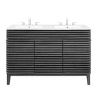 Modway - Render 48" Meuble de salle de bain à double lavabo - Blanc charbon-Vanité moderne du milieu du siècle