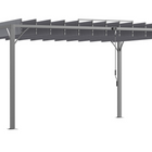 Outsunny - Pergola d’extérieur à lames orientables 12,8 pi l x 9,7 pi L avec toit rétractable - gris-La pergola offre un espace généreux pour les rassemblements et la détente