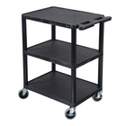 Luxor - Chariot utilitaire à trois plateaux plats de 34" H Luxor ENDURA - 24" L x 18" P - noir-Équipé de quatre roulettes pivotantes à 360º de 4 pouces, incluant deux avec freins de blocage pour un positionnement stable