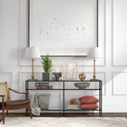 Hudson&Canal - Lampe de table Wilmer de 71 cm de haut avec abat-jour en tissu, - Laiton/Blanc-Associé à un abat-jour en tissu tambour blanc