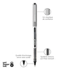 uni-ball – Stylos à bille roulante Vision – 0,7 mm – noir – paquet de 4  -Couleur et construction du corps : Gris