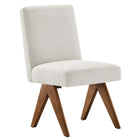 Modway - Lyra Tissu Boucle Fauteuil d’appoint de la salle à manger Ensemble de 2 - Ivoire-Pieds non marqués