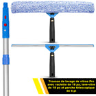 Gritt Commercial - Ensemble professionnel de nettoyage de vitres - Raclette de 18 po - Lave-vitres de 18 po - Perche télescopique de 6 pi - Lot de 3-Les outils se fixent facilement au manche télescopique inclus de 6 pi