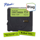 Brother - BTAGG31 Ruban non laminé vert pâle avec texte noir authentique pour étiqueteuse P-touch, 12 mm (L) x 4 m (l)-Btag + P-touch = une équipe créative du tonnerre. Utilisez les rubans d’étiquettes non laminées Btag de 12 mm conçus spécialement pour les étiqueteuses P-touch PT-N10, PT-N20 et PT-N25BT de Brother.
