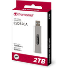 Transcend - SSD portable ESD320A - 2 To - Argent-Connecteur USB-A rétractable pour une commodité sans câble