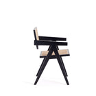 Manhattan Comfort - Lot de 2 chaises de salle à manger Hamlet 19,67 po style industriel chic avec accoudoirs - noir et cannage naturel-Hauteur d’assise : 46 cm avec une capacité de poids de 125 kg