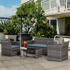 Outsunny - Ensemble de meubles de patio de 4 pièces avec coussins, gris-Coussins d'assise épais pour plus de confort