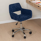 Homy Casa - Chaise de Bureau Réglable avec Base Chromée - Tissu Bleu Marine-Base Chromée Robuste : La base chromée durable assure stabilité et peut supporter une utilisation quotidienne, garantissant des performances durables