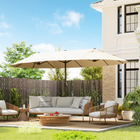 Outsunny - Parasol de patio double face extra-large avec double auvent et manivelle - 15 pi - beige-Grand parasol à double toit de 8,7 pi de diamètre avec une hauteur de 7,8 pi pour une large couverture contre le soleil