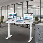 Motionwise - Bureau ergonomique assis-debout à moteur unique série M1 - Blanc-Durabilité et stabilité premium : Conçu avec un plateau en bois de 1 po d'épaisseur et un cadre en acier enduit de poudre, ce bureau est conçu pour durer tout en offrant un look professionnel et élégant