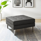 Modway - Loft Touffe Cuir végane Ottoman - Gris argenté-Pieds en acier inoxydable argenté