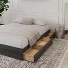 Nexera - Lit Queen 3 tiroirs, Gris écorce-Comprend un système de lattes pour le support du matelas, il ne nécessite donc pas de sommier, le choix économique idéal 
