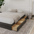 Nexera - Lit Queen 3 tiroirs, Gris écorce-Comprend un système de lattes pour le support du matelas, il ne nécessite donc pas de sommier, le choix économique idéal 