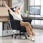 HOMCOM - Chaise d’ordinateur inclinable avec repose-pieds - noir-Installation rapide en 10 minutes pour un confort immédiat