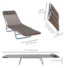 Outsunny - Chaise longue d’extérieur - chaise pliante inclinable réglable - brun-Fabriqué en matériaux en maille résistants aux UV avec cadre en acier enduit de poudre