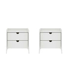 Manhattan Comfort - Ensemble de 2 tables de chevet Coney 19,68" style mid-century moderne - Blanc-Table de chevet Mid-Century Modern pour chambre