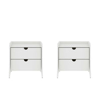 Manhattan Comfort - Ensemble de 2 tables de chevet Coney 19,68" style mid-century moderne - Blanc-Table de chevet Mid-Century Modern pour chambre