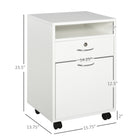 HOMCOM - Armoire de rangement pour documents et imprimante à roulettes 24 po pour bureau à domicile - blanc-4 roulettes omnidirectionnelles (dont 2 avec freins) pour un déplacement facile   
